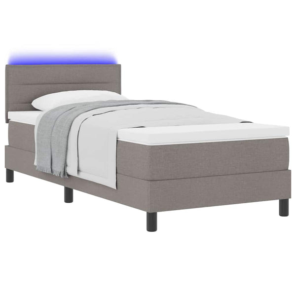vidaXL Box Spring Bed with Mattress with LED Taupe 80 x 200 cm Fabric