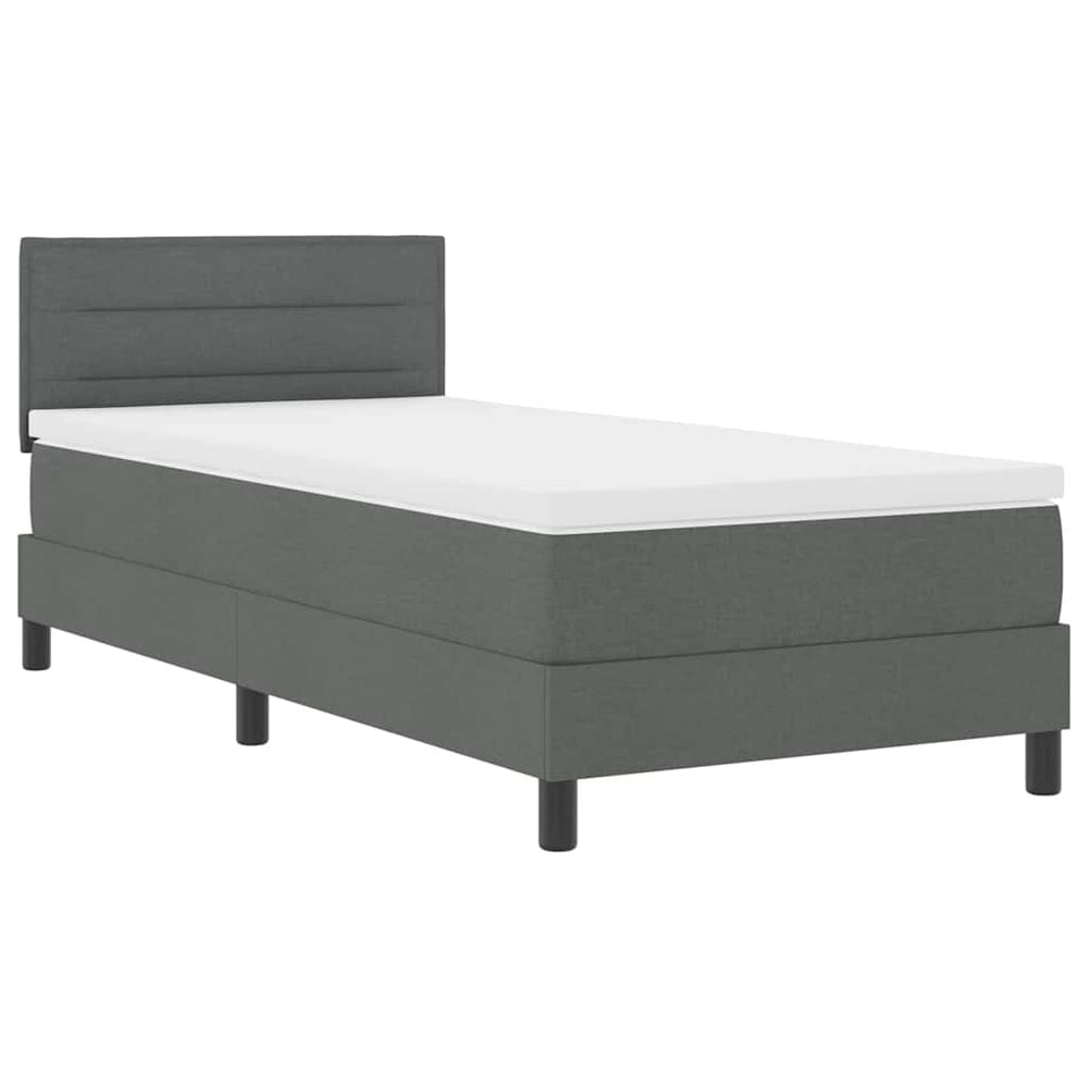 vidaXL Box Spring Bed with Mattress with LED Dark Grey 90 x 190 cm Fabric