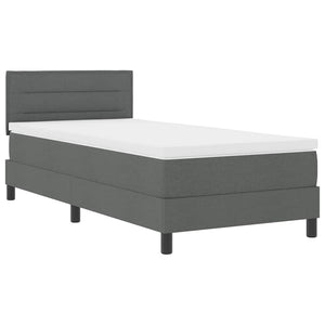 vidaXL Box Spring Bed with Mattress with LED Dark Grey 90 x 190 cm Fabric