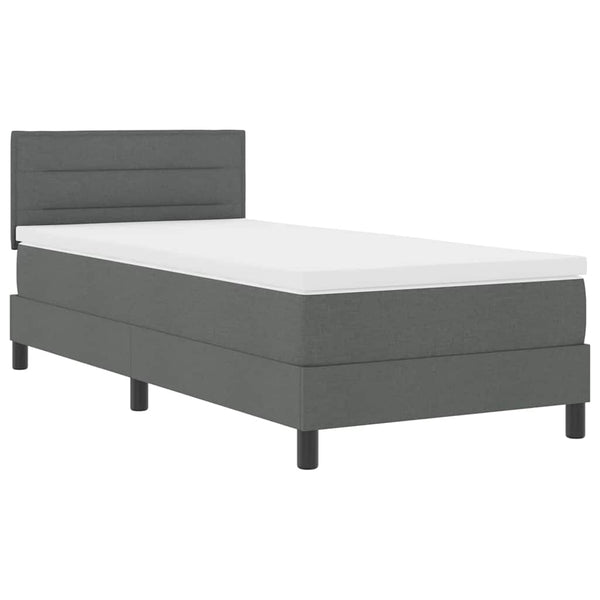 vidaXL Box Spring Bed with Mattress with LED Dark Grey 90 x 190 cm Fabric