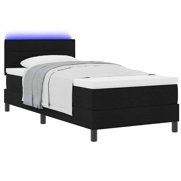 vidaXL Box Spring Bed with Mattress and LED Black 90 x 190 cm Fabric