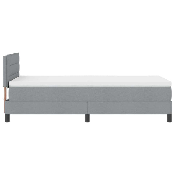 vidaXL Box Spring Bed with Mattress and LED Light Gray 90 x 200 cm Fabric