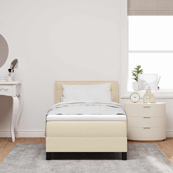 vidaXL Box Spring Bed with Mattress with LED Cream 90 x 200 cm Fabric