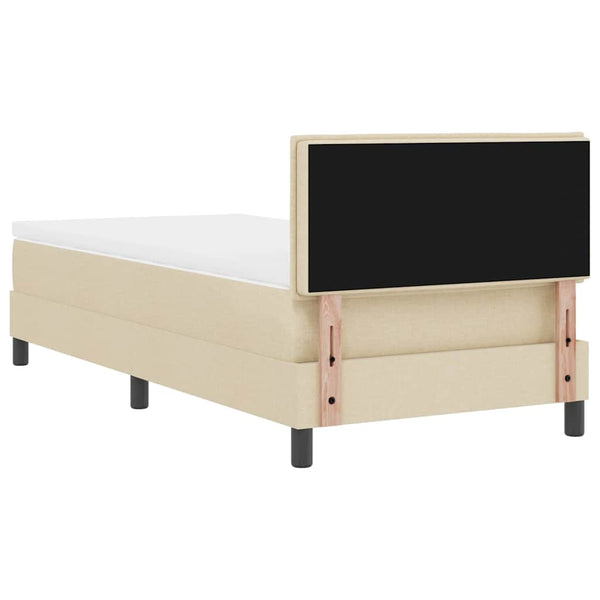 vidaXL Box Spring Bed with Mattress with LED Cream 90 x 200 cm Fabric