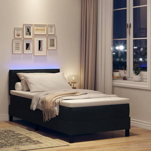 vidaXL Box Spring Bed with Mattress and LED Black 100 x 200 cm Fabric