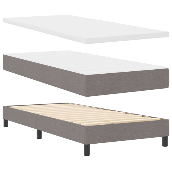 vidaXL Box Spring Bed with Mattress with LED Taupe 100 x 200 cm Fabric