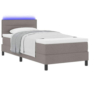 vidaXL Box Spring Bed with Mattress with LED Taupe 100 x 200 cm Fabric