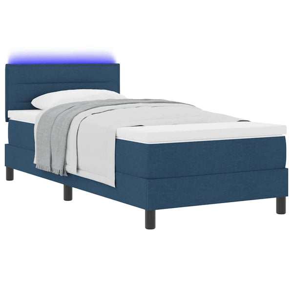 vidaXL Box Spring Bed with Mattress and LED Blue 100 x 200 cm Fabric