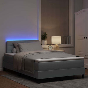 vidaXL Box Spring Bed with Mattress with LED Light Gray 120 x 190 cm Fabric
