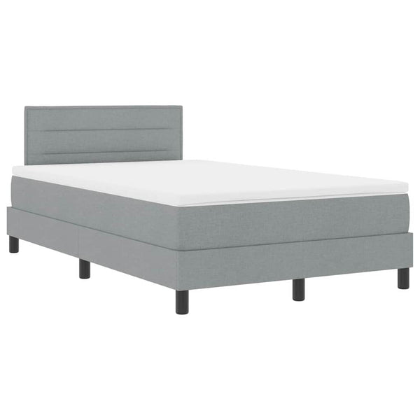 vidaXL Box Spring Bed with Mattress with LED Light Gray 120 x 190 cm Fabric