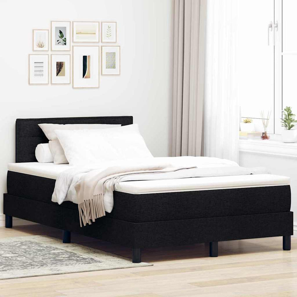 vidaXL Box Spring Bed with Mattress and LED Black 120 x 190 cm Fabric