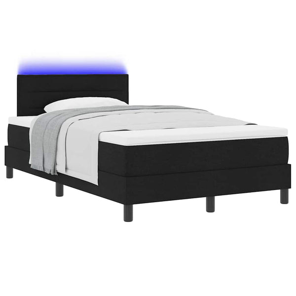 vidaXL Box Spring Bed with Mattress and LED Black 120 x 190 cm Fabric