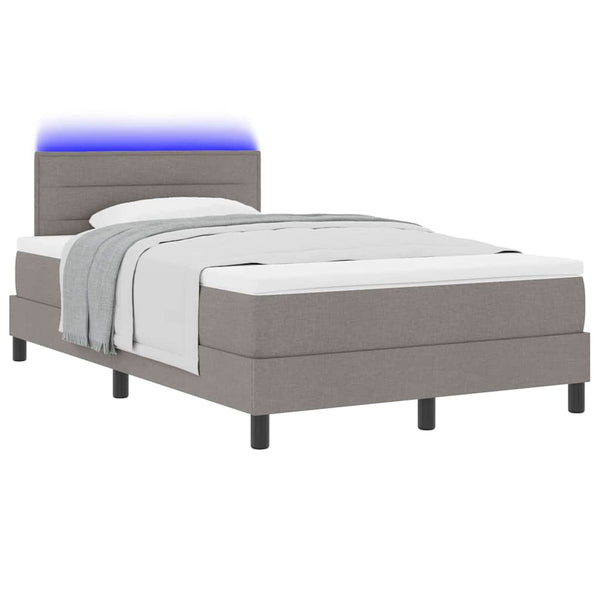 vidaXL Box Spring Bed with Mattress with LED Taupe 120 x 190 cm Fabric