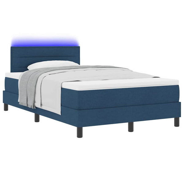 vidaXL Box Spring Bed with Mattress with LED Blue 120 x 190 cm Fabric