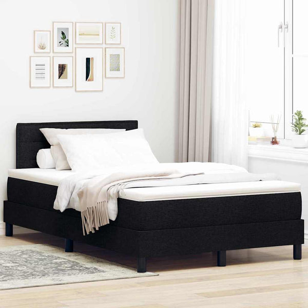 vidaXL Box Spring Bed with Mattress and LED Black 120 x 200 cm Fabric