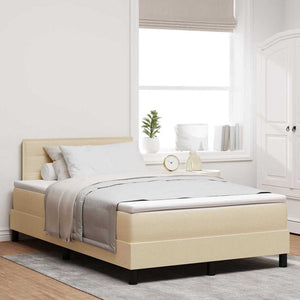 vidaXL Box Spring Bed with Mattress with LED Cream 120 x 200 cm Fabric