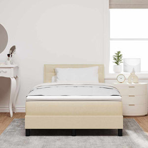 vidaXL Box Spring Bed with Mattress with LED Cream 120 x 200 cm Fabric