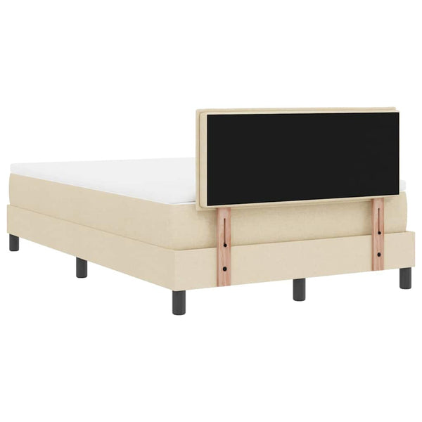 vidaXL Box Spring Bed with Mattress with LED Cream 120 x 200 cm Fabric