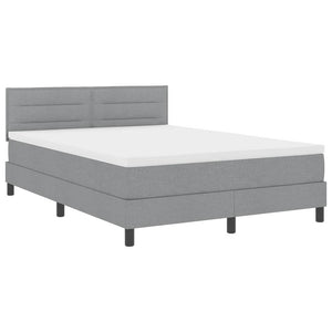 vidaXL Box Spring Bed with Mattress with LED Light Grey 140 x 200 cm Fabric