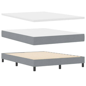 vidaXL Box Spring Bed with Mattress with LED Light Grey 140 x 200 cm Fabric