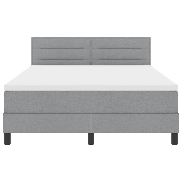 vidaXL Box Spring Bed with Mattress with LED Light Grey 140 x 200 cm Fabric