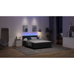 vidaXL Box spring Bed with Mattress with LED Black 140 x 200 cm Fabric