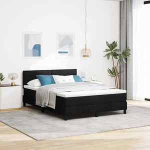 vidaXL Box spring Bed with Mattress with LED Black 140 x 200 cm Fabric