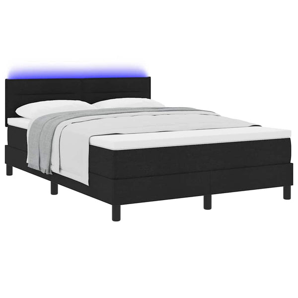 vidaXL Box spring Bed with Mattress with LED Black 140 x 200 cm Fabric