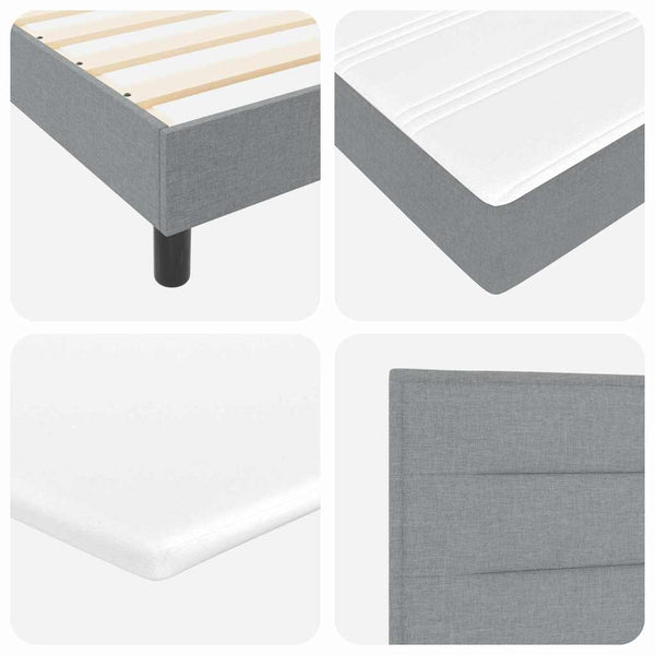 vidaXL Box Spring Bed with Mattress with LED Light Grey 160 x 200 cm Fabric
