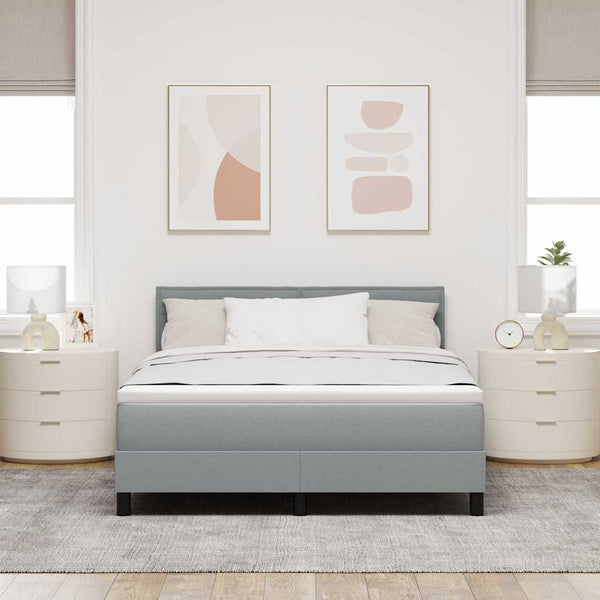 vidaXL Box Spring Bed with Mattress with LED Light Grey 160 x 200 cm Fabric