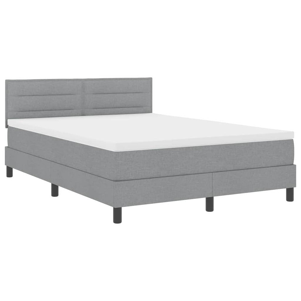 vidaXL Box Spring Bed with Mattress with LED Light Grey 160 x 200 cm Fabric