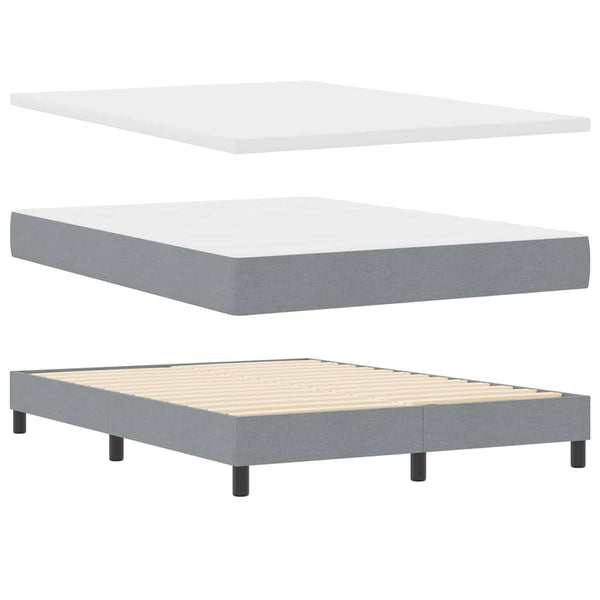 vidaXL Box Spring Bed with Mattress with LED Light Grey 160 x 200 cm Fabric