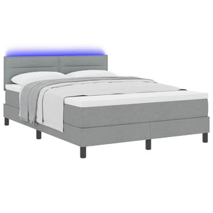 vidaXL Box Spring Bed with Mattress with LED Light Grey 160 x 200 cm Fabric