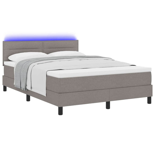 vidaXL Box Spring Bed with Mattress with LED Taupe 160 x 200 cm Fabric
