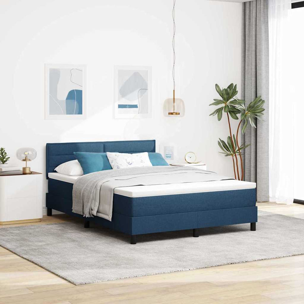 vidaXL Box Spring Bed with Mattress and LED Blue 160 x 200 cm Fabric