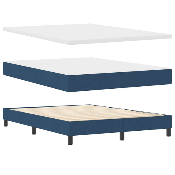 vidaXL Box Spring Bed with Mattress and LED Blue 160 x 200 cm Fabric