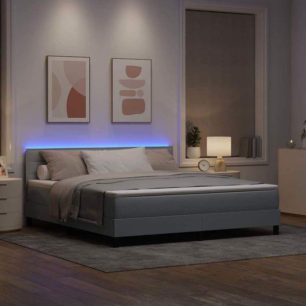 vidaXL Box Spring Bed with Mattress with LED Light Grey 180 x 200 cm Fabric