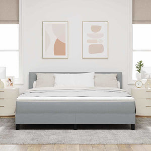 vidaXL Box Spring Bed with Mattress with LED Light Grey 180 x 200 cm Fabric