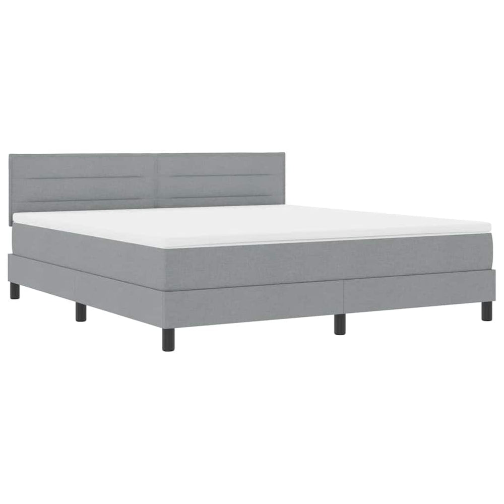 vidaXL Box Spring Bed with Mattress with LED Light Grey 180 x 200 cm Fabric