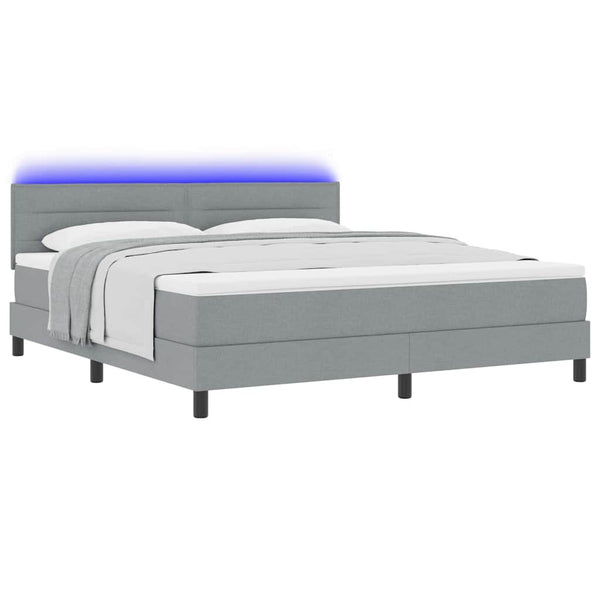 vidaXL Box Spring Bed with Mattress with LED Light Grey 180 x 200 cm Fabric