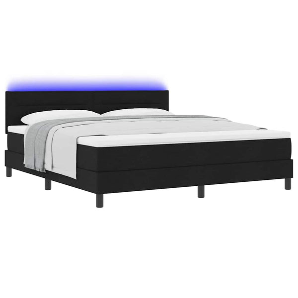 vidaXL Box Spring Bed with Mattress and LED Black 180 x 200 cm Fabric