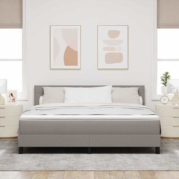 vidaXL Box Spring Bed with Mattress and LED Taupe 180 x 200 cm Fabric