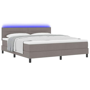 vidaXL Box Spring Bed with Mattress and LED Taupe 180 x 200 cm Fabric
