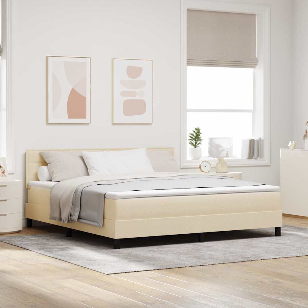 vidaXL Box Spring Bed with Mattress with LED Cream 180 x 200 cm Fabric