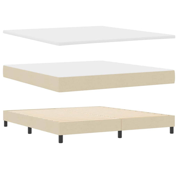 vidaXL Box Spring Bed with Mattress with LED Cream 180 x 200 cm Fabric