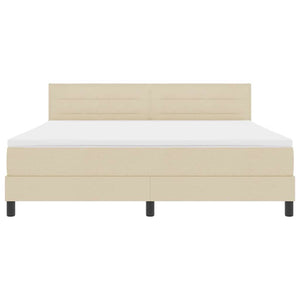 vidaXL Box Spring Bed with Mattress with LED Cream 180 x 200 cm Fabric