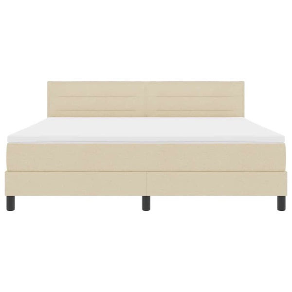vidaXL Box Spring Bed with Mattress with LED Cream 180 x 200 cm Fabric