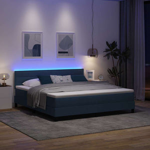 vidaXL Box Spring Bed with Mattress with LED Blue 180 x 200 cm Fabric