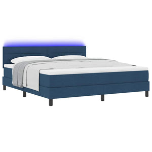 vidaXL Box Spring Bed with Mattress with LED Blue 180 x 200 cm Fabric