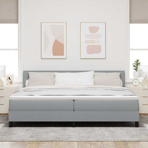 vidaXL Box Spring Bed with Mattress with LED Light Grey 200 x 200 cm Fabric